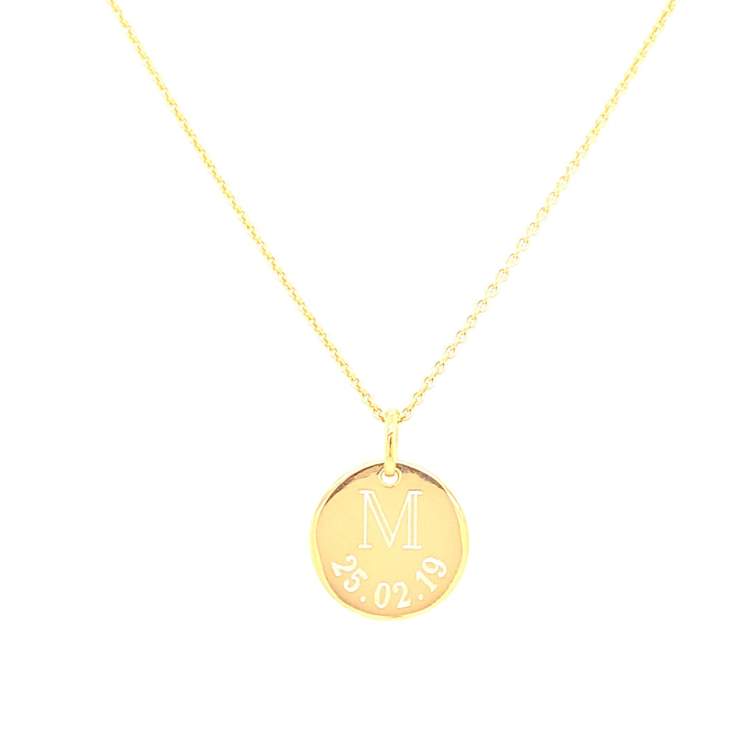 Favori Gold Plated Sterling Silver Engraved Disc Pendant
